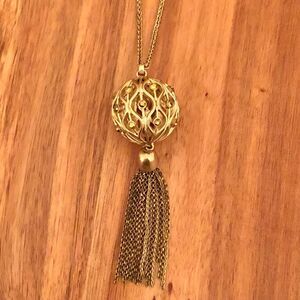 Lucky Brand | Gold Tone Ball and Tassel Necklace | 36” Adjustable